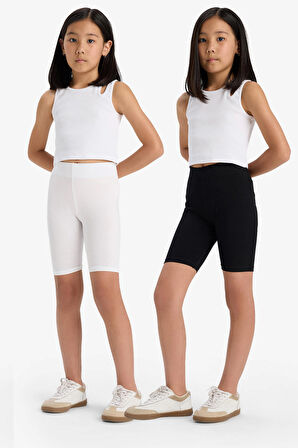 Kız Çocuk Biker Penye 2'li Tayt