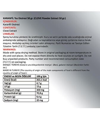 Karanfil Toz Ekstresi 50 Gr. Cam Kavanoz
