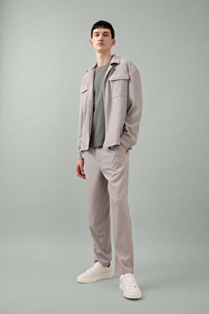 DeFacto Yazlık Kumaş Pantolon Tapered Fit Normal Kesim Düz Paça Her Yöne Esneyen B6584AX24SPGR207