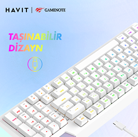 Havit Gamenote KB885L RGB Backlit Gaming Mekanik Klavye Beyaz