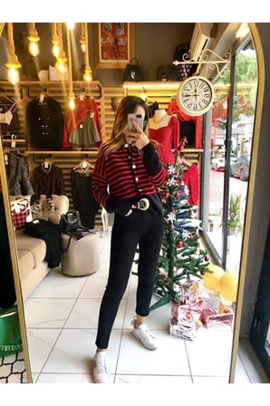 Siyah Renk Likralı Mom Jean
