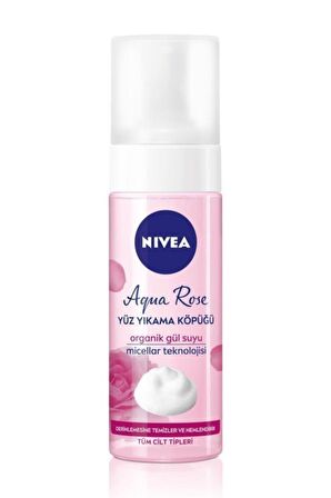 Nivea Aqua Rose Organik Gül Suyu İçeren Yüz Yıkama Köpüğü 150ml, Nemlendirici, Yüz Temizleyici, Micellar