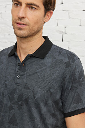 Slim Fit Dar Kesim Polo Yaka Jakarlı Tişört