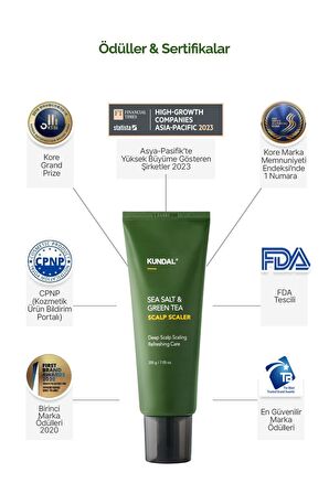 Arındırıcı ve Ferahlatıcı Saç Derisi Peelingi KUNDAL Sea Salt & Green Tea Scalp Scaler