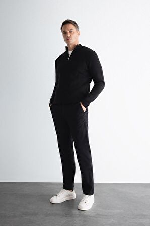 DeFacto Kanvas Chino Pantolon Normal Kesim 4 Cepli Pamuklu Esnek Düz Paça C9440AX24AUBK81