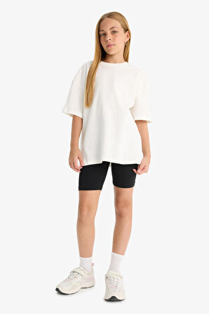 Kız Çocuk Baskılı Biker Tayt