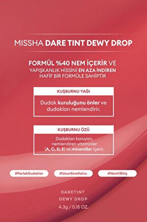 Uzun Süre Kalıcı, Nemli Bitiş Sunan Parlak Tint Dare Tint Dewy Drop (Peachy Glass)