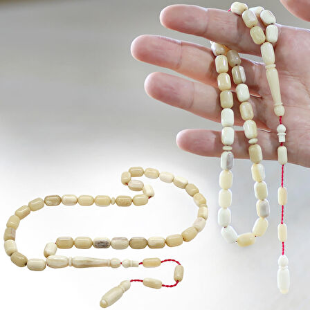 Sistemli Kapsül Kesim Naturel Renk Deve Kemiği Tesbih