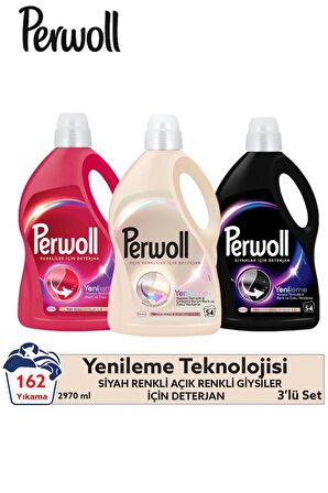 Perwoll Renk Koruma Beyaz - Renkli - Siyahlar için Sıvı Deterjan 162 Yıkama 3x3 lt