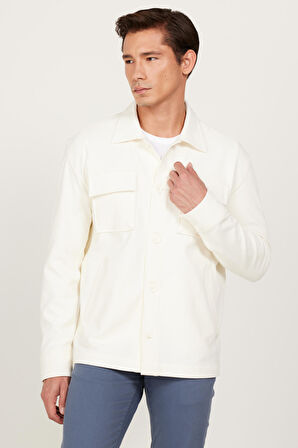 Oversize Fit Bol Kesim Klasik Yaka Pamuklu Desenli Gömlek Ceket