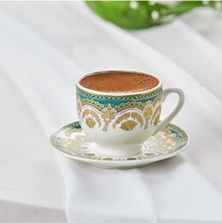 Karaca Zen Yeşil 6 Kişilik Kahve Fincan Takımı 90 ml