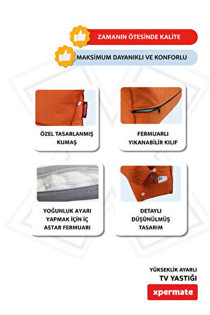 XPERMATE Tv Yastığı Bel Destek Yastığı Sırt Yastığı Boyun Destekli Yastık Ameliyat Sonrası Yastık Koyu Turuncu