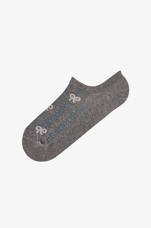 Kahve Ribbon Jakarlı Fiyonk Desenli Pamuklu 3 Çift Sneaker Çorap