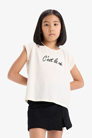 DeFacto Kız Çocuk 2'li Takım Baskılı Kolsuz Tişört Şort Etek E1260A825SMBG106