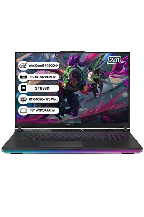 Asus Rog Strix Scar 18 G834JYR-N6100 Gaming i9 14900HX 32GB 2TB SSD RTX 4090 Dos 18 240Hz QHD+ Notebook