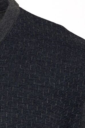 Gri Desenli V Yaka Yünlü Triko Kazak | S