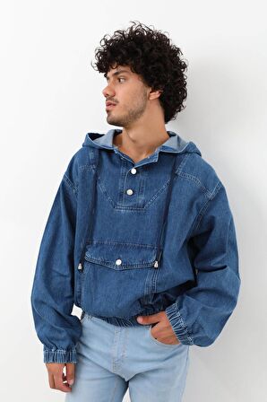 Erkek Jean Sweatshirt Koyu Mavi