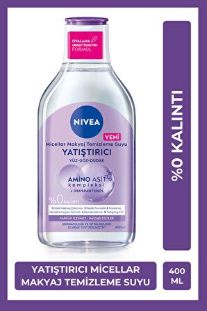 Nivea Çift Fazlı Göz Makyaj Temizleyici, Yatıştırıcı Micellar Makyaj Temizleme Suyu 400ml, Sünger Hediyeli