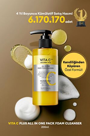 Ciltte Köpüren Jel Temizleyici & Maske Vita C Plus All in One Pack Foam Cleanser 200 ml