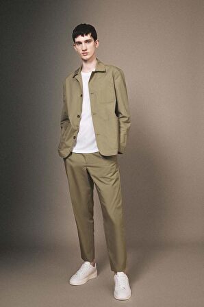 DeFacto Yazlık Kumaş Pantolon Tapered Fit Normal Kesim Düz Paça Cepli B6667AX24SPKH436