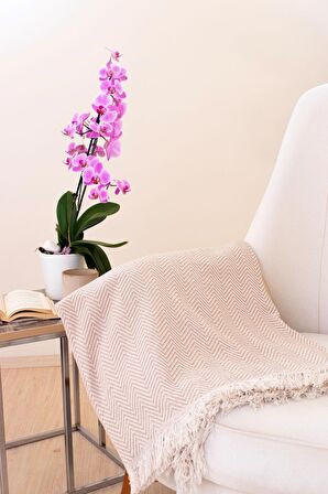 Tabu Home Dokuma Cozy Comfort Bej Tv Battaniyesi