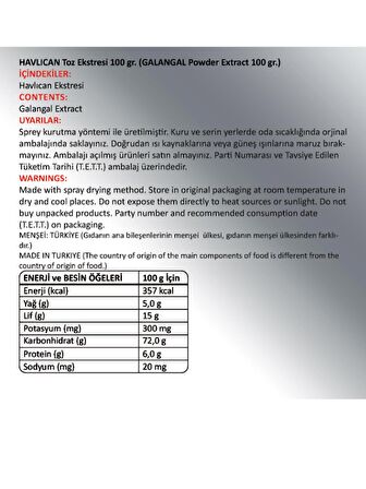 Havlıcan Toz Ekstresi 100 Gr. Cam Kavanoz