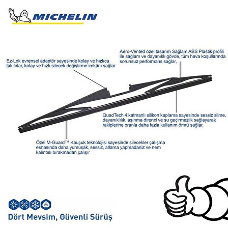 Michelin Rainforce™ MCR400 40CM 1 Adet Universal Telli Hibrit Arka Silecek