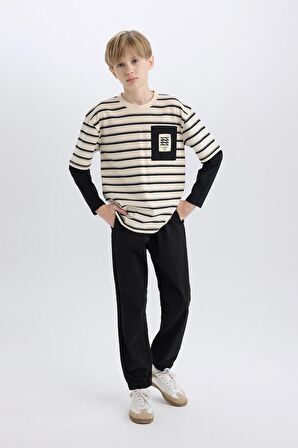 DeFacto Erkek Çocuk Jogger Fit Jogger Paça Gabardin Pantolon B6713A825SMBK81