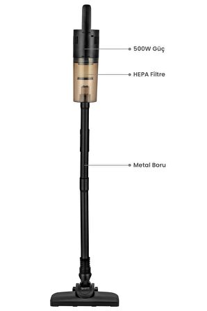 Awox Neto VC10 Hepa Filtre 1 Lt Toz Hazneli Dik Pratik Süpürge 500w Çelik Boru Siyah