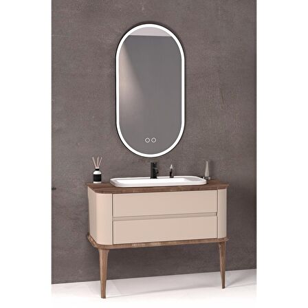 PIER 100 CM BEYAZ LAVABOLU BANYO DOLABI VİZON / KAYIN 