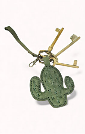 Kaktüs Figür Deri Anahtarlık