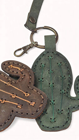 Kaktüs Figür Deri Anahtarlık