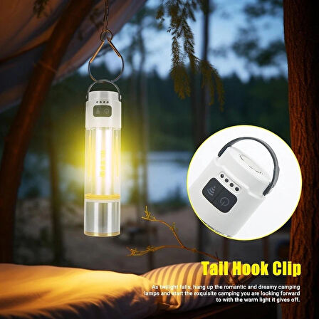 1000 Lm Zoomlu El Feneri Kamp Lambası Çok Fonksiyonlu Led Şarjlı El Feneri 6 Mod Powerbank Özellikli
