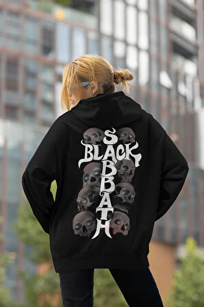 Kurukafa Tasarım Müzik Grubu Baskılı Unisex Oversize Black Sabbath Hoodie