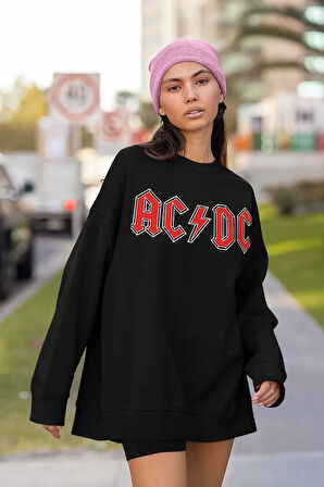 Rock Metal Müzik Grubu Baskılı Unisex Oversize AC DC Sweatshirt