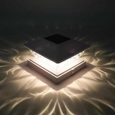 8 Adet Güneş Enerjili Dekoratif Direk Üstü Solar LED Bahçe ve Teras Aydınlatma Lambası Kristal Tasarımlı Beyaz Işık