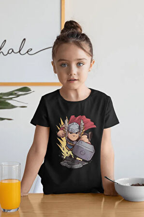 Tasarım Thor Avengers Baskılı Unisex Film Kahramanı Çocuk Tişört (1-12 YAŞ)