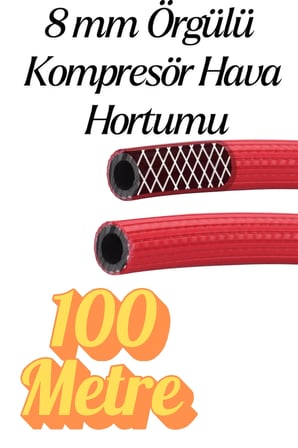 (100 METRE) Kompresör Hava Hortumu 8 mm Termo Hortum Kırmızı Thermo Hortum Basınca Dayanıklı Hortum