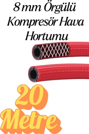 (40 METRE) Kompresör Hava Hortumu 8 mm Termo Hortum Kırmızı Thermo Hortum Basınca Dayanıklı Hortum