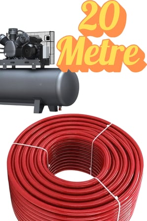 (40 METRE) Kompresör Hava Hortumu 8 mm Termo Hortum Kırmızı Thermo Hortum Basınca Dayanıklı Hortum