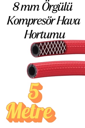 (5 METRE) Kompresör Hava Hortumu 8 mm Termo Hortum Kırmızı Thermo Hortum Basınca Dayanıklı Hortum