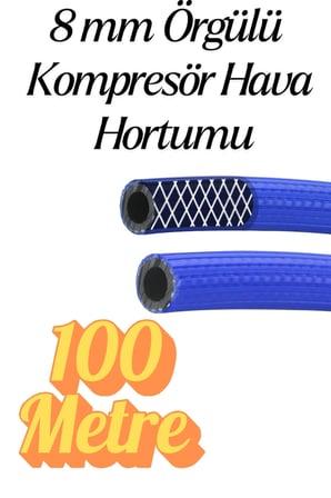 (100 METRE) Kompresör Hava Hortumu 8 mm Termo Hortum Mavi Thermo Hortum Basınca Dayanıklı Hortum