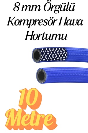 (10 METRE) Kompresör Hava Hortumu 8 mm Termo Hortum Mavi Thermo Hortum Basınca Dayanıklı Hortum