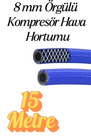 (15 METRE) Kompresör Hava Hortumu 8 mm Termo Hortum Mavi Thermo Hortum Basınca Dayanıklı Hortum
