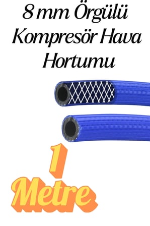 (1 METRE) Kompresör Hava Hortumu 8 mm Termo Hortum Mavi Thermo Hortum Basınca Dayanıklı Hortum