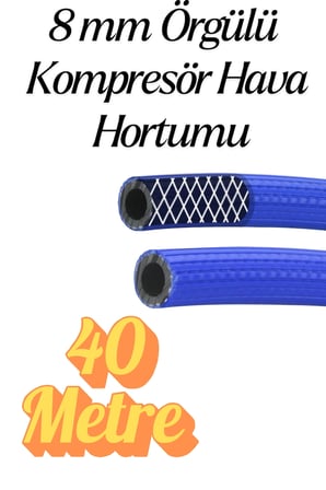 (40 METRE) Kompresör Hava Hortumu 8 mm Termo Hortum Mavi Thermo Hortum Basınca Dayanıklı Hortum