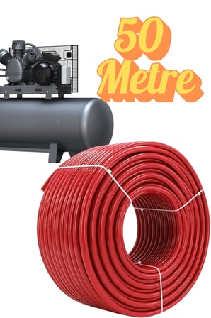 (50 METRE) Kompresör Hava Hortumu 8 mm Termo Hortum Kırmızı Thermo Hortum Basınca Dayanıklı Hortum