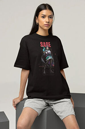Saage Baskılı Unisex Oversize Vaalorant Tişört
