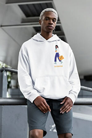 Özel Tasarım Çantalı Kadın Baskılı Unisex Oversize Hoodie