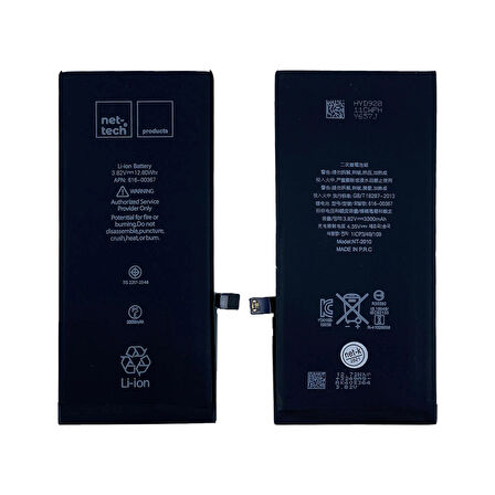 Nettech iPhone 8 Plus 3650 mAh Batarya Pil Yapışkan Bant Hediye